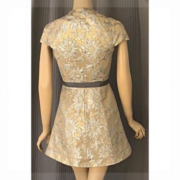 Marc Jacobs Gold Silver Floral Brocade Dress 0 - Picture 4 of 5